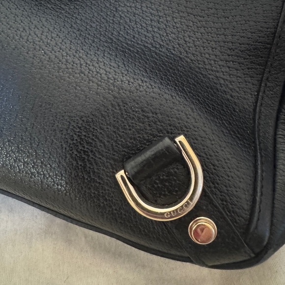 Vintage Gucci Black Leather Tote with Gold Accents - Picture 6 of 10